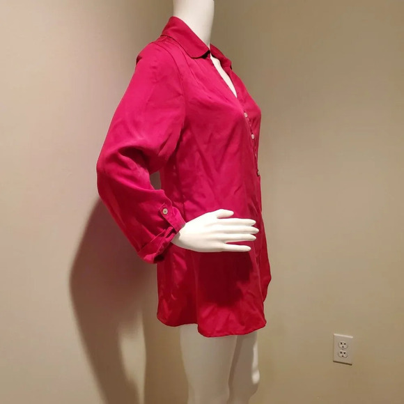 Soft Surroundings Washed Tencel Asymmetrical Hem Tunic Pink S - Picture 4 of 5